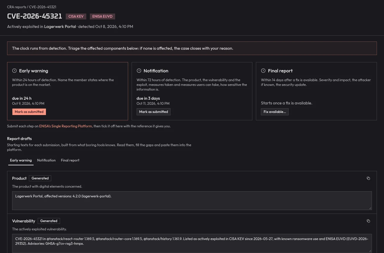 A CRA reporting case in boring.tools