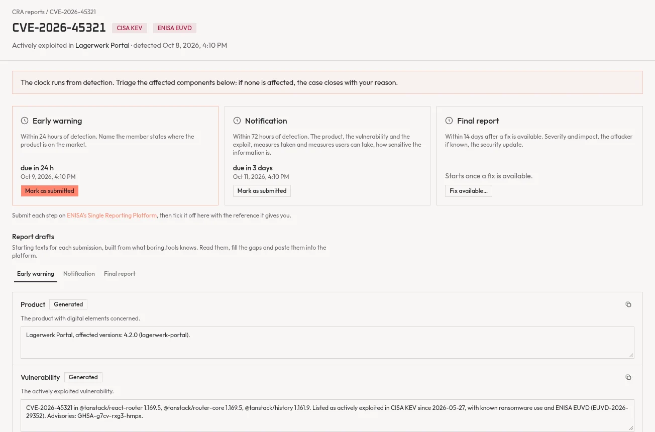 A CRA reporting case in boring.tools